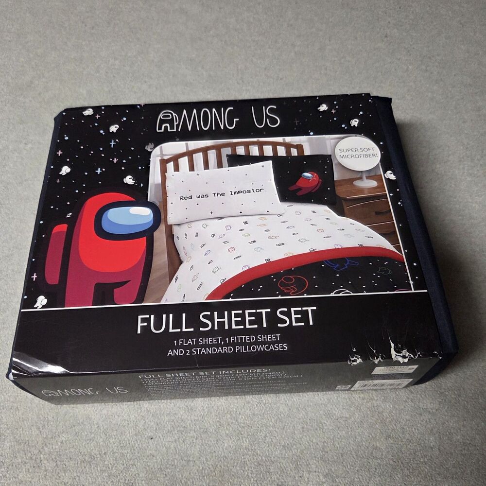Among Us Sheet Set For A Full Bed Super Soft Microfiber New Red Was The Imposter